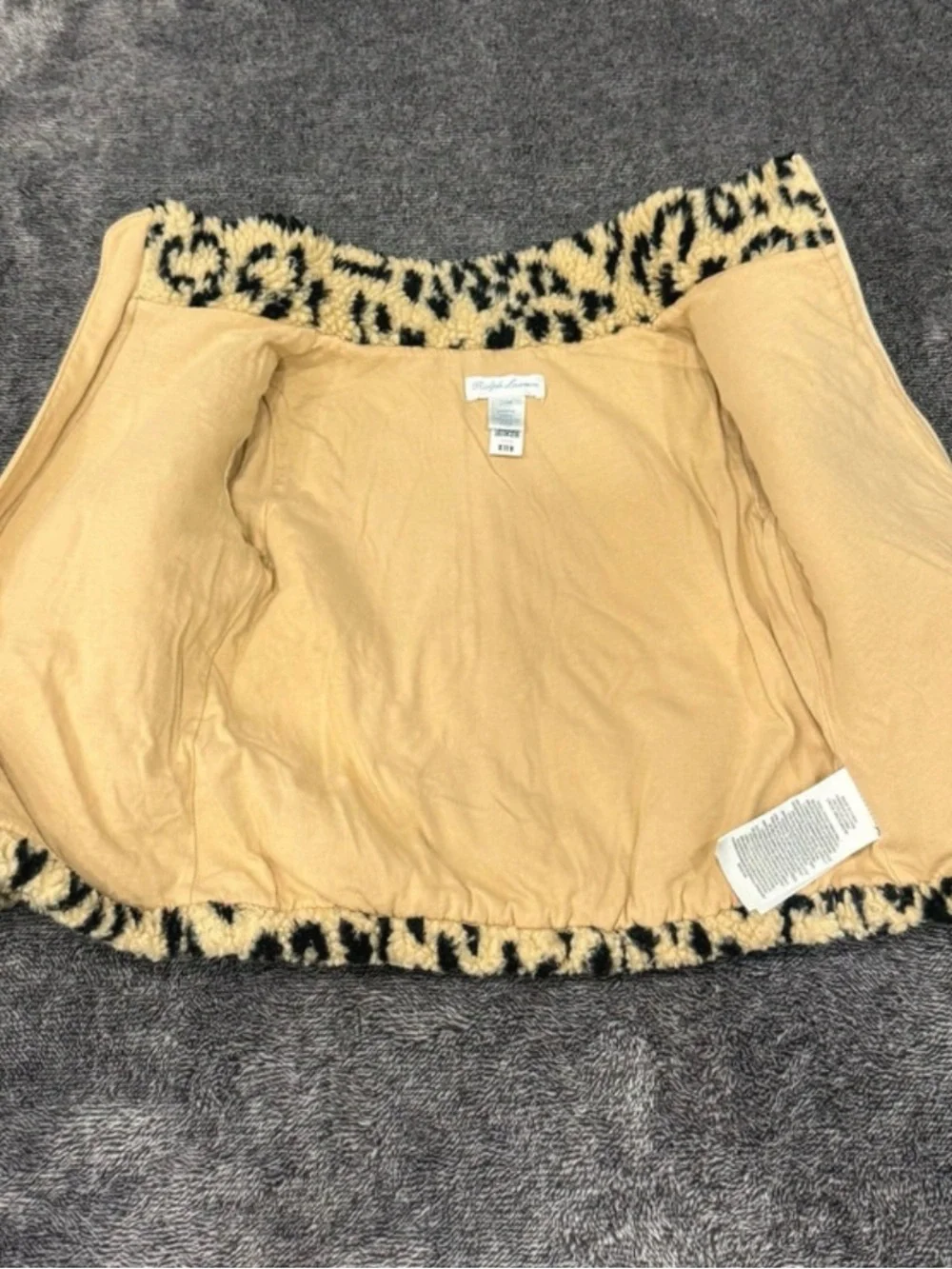 Ralph Lauren Baby Girls 24M Leopard Sherpa Fleece Full Zip Jacket Coat